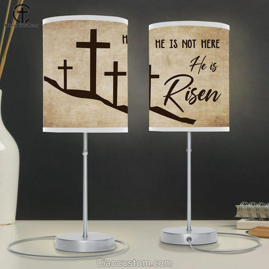 He Is Not Here He Is Risen Christian Table Lamp For Bedroom - - Christian Room Decor
