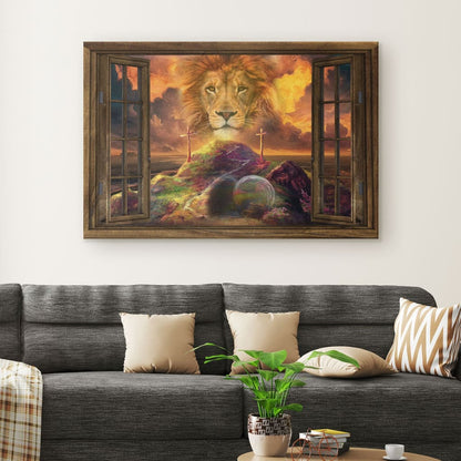 He Is Risen Canvas, Lion Of Judah Easter Canvas Wall Art - Religious Wall Decor