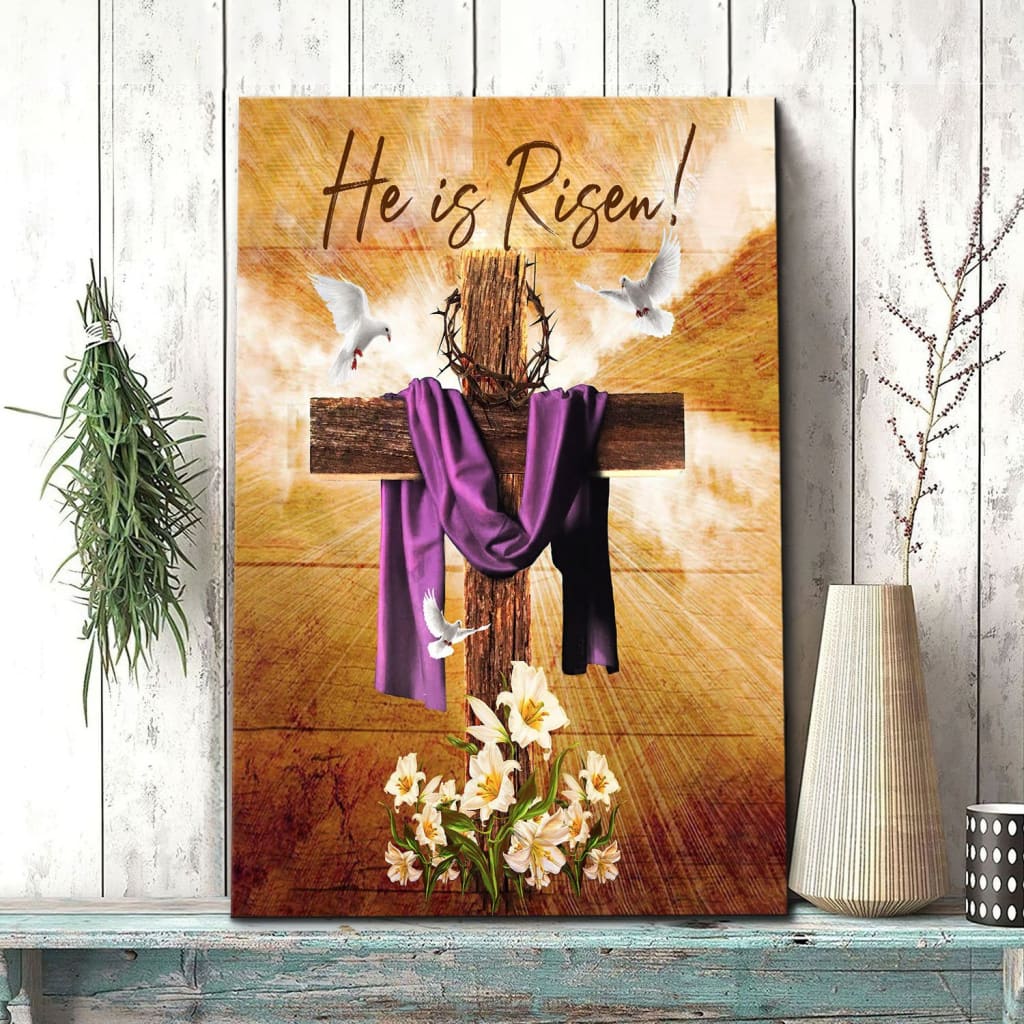 He Is Risen Canvas Wall Art - Christian Canvas Prints - Bible Verse Canvas