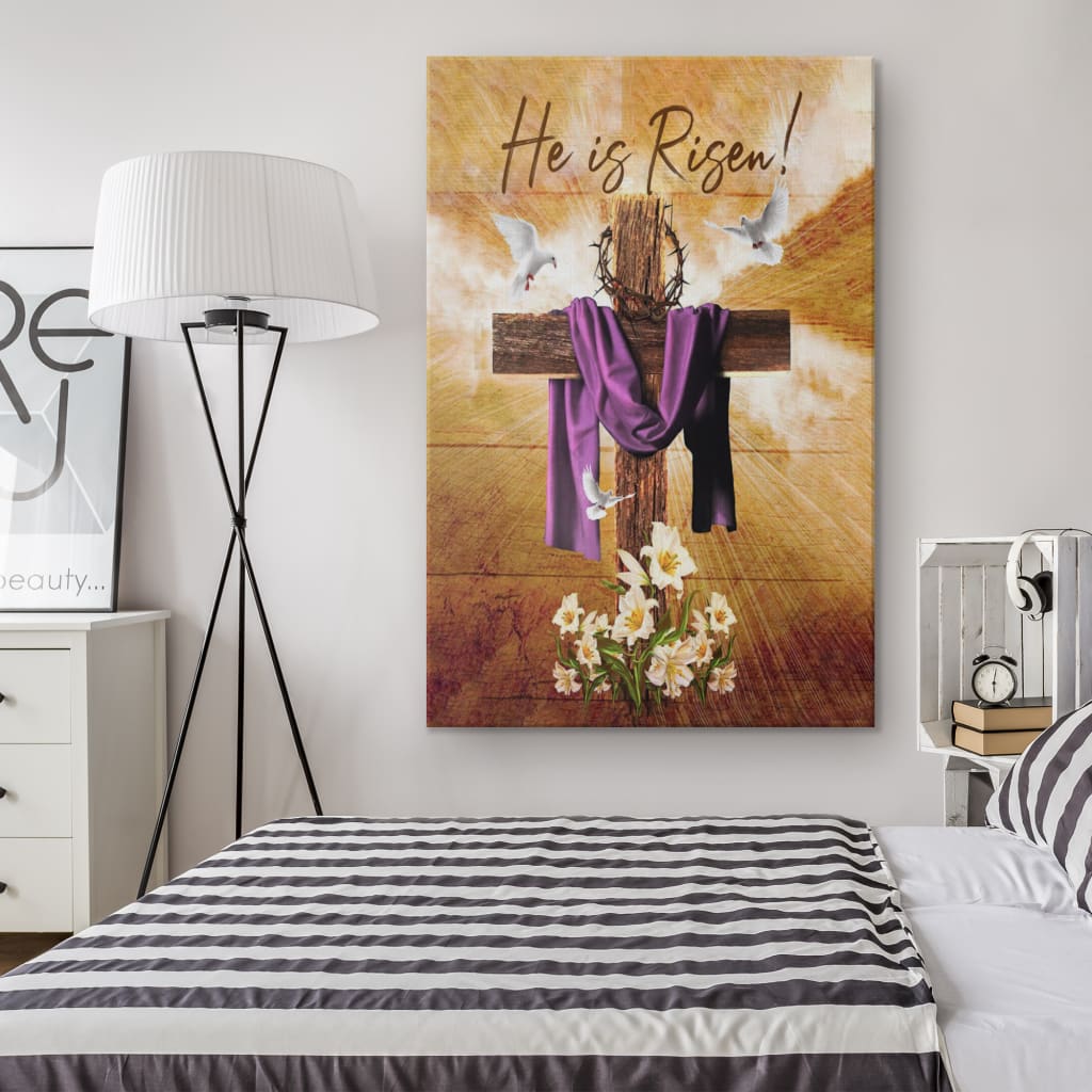 He Is Risen Canvas Wall Art - Christian Canvas Prints - Bible Verse Canvas