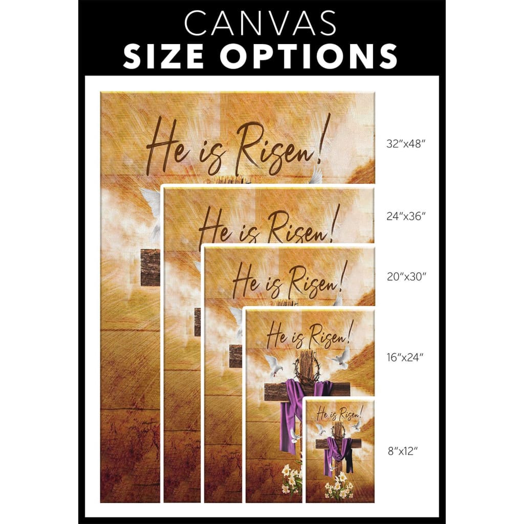 He Is Risen Canvas Wall Art - Christian Canvas Prints - Bible Verse Canvas