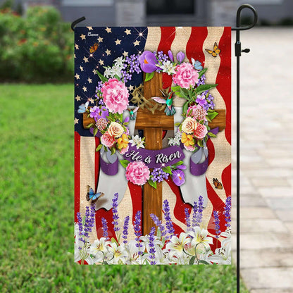 He Is Risen Christian American Garden Flag - Outdoor Christian Flag - Religious Flags