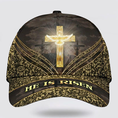 He Is Risen Cross Baseball Cap - Christian Hats for Men and Women