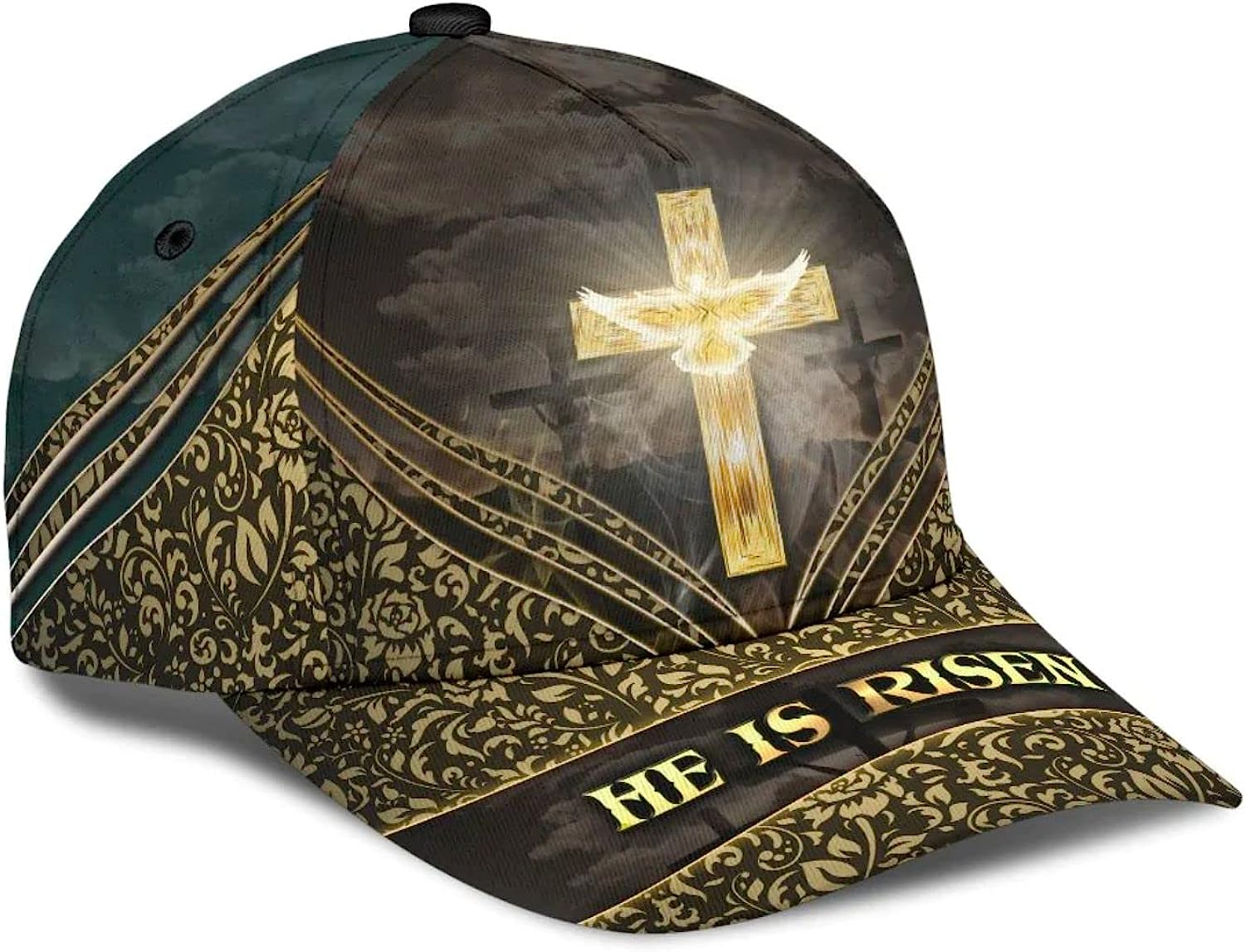 He Is Risen Cross Baseball Cap - Christian Hats for Men and Women