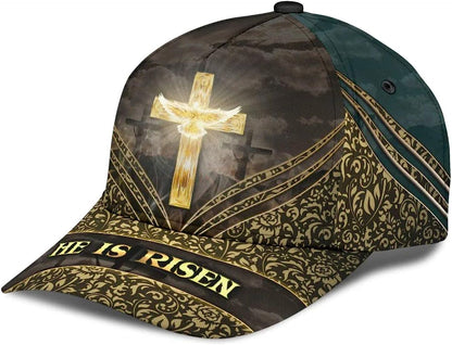 He Is Risen Cross Baseball Cap - Christian Hats for Men and Women