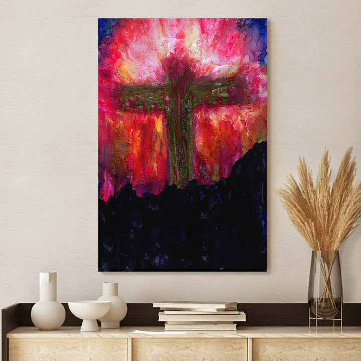 He Is Risen Cross Canvas Wall Art - Easter Canvas Pictures - Christian Canvas Wall Decor