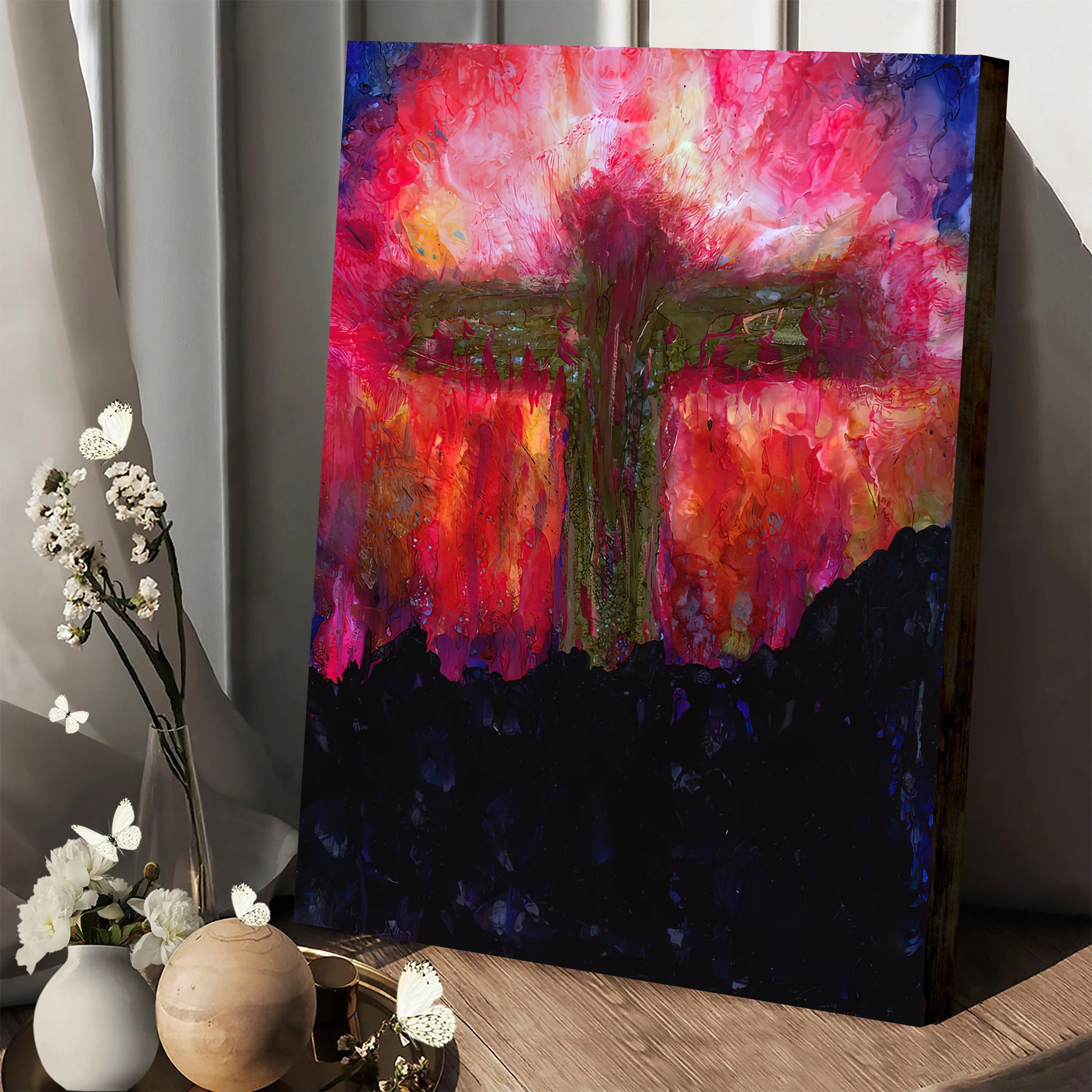 He Is Risen Cross Canvas Wall Art - Easter Canvas Pictures - Christian Canvas Wall Decor