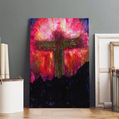 He Is Risen Cross Canvas Wall Art - Easter Canvas Pictures - Christian Canvas Wall Decor