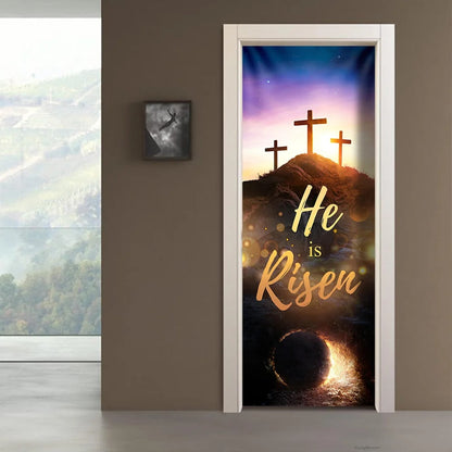He Is Risen Easter Door Cover -  Jesus Door Cover - Religious Door Decorations - Christian Home Decor