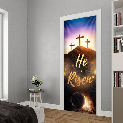He Is Risen Easter Door Cover -  Jesus Door Cover - Religious Door Decorations - Christian Home Decor