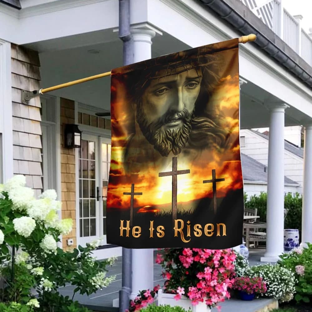 He Is Risen Easter Flag - Easter House Flags - Christian Easter Garden Flags