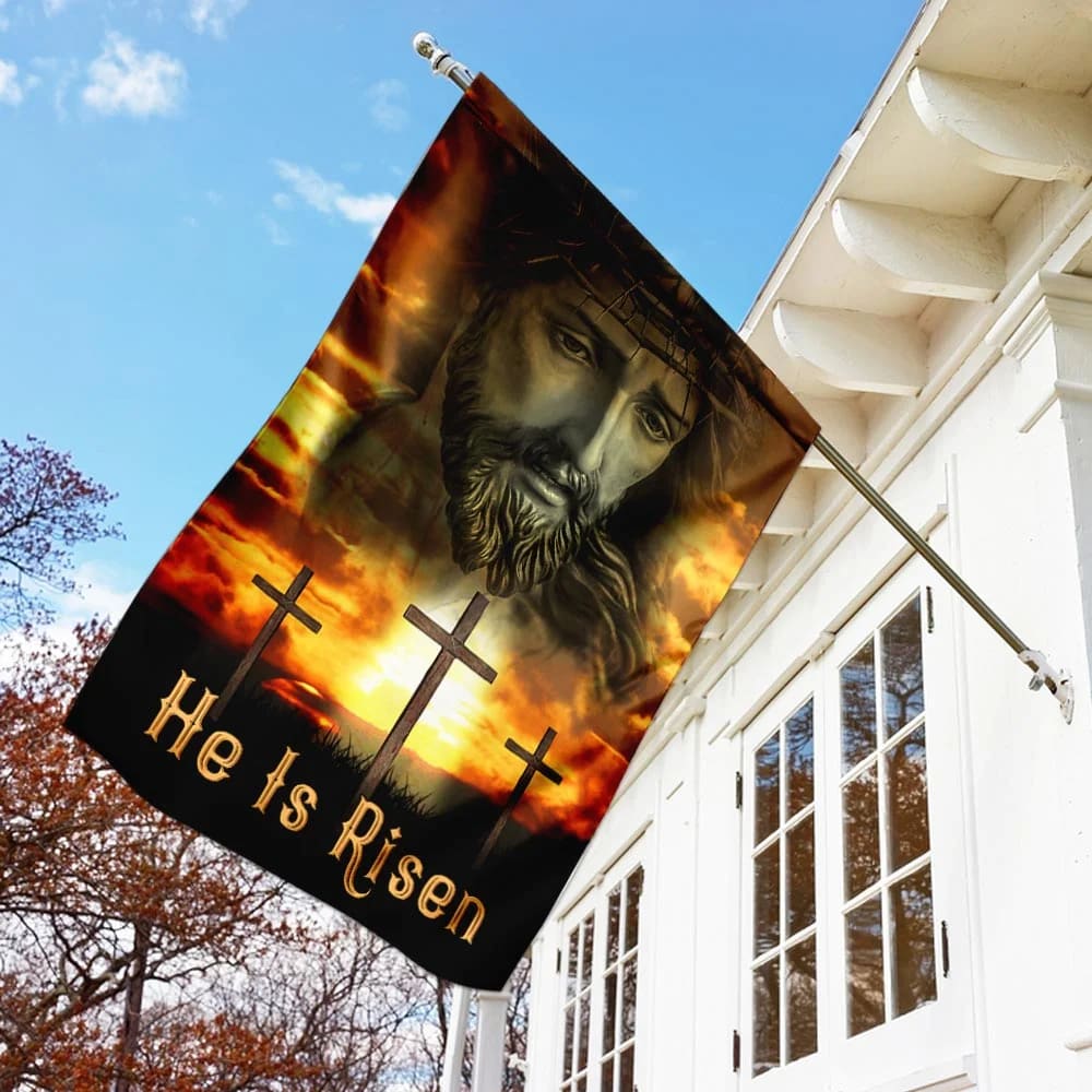 He Is Risen Easter Flag - Easter House Flags - Christian Easter Garden Flags