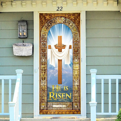 He Is Risen Easter Jesus Christ Door Cover - Religious Door Decorations - Christian Home Decor
