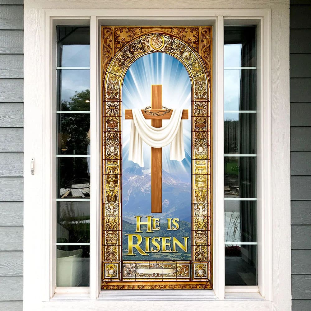 He Is Risen Easter Jesus Christ Door Cover - Religious Door Decorations - Christian Home Decor