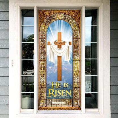 He Is Risen Easter Jesus Christ Door Cover - Religious Door Decorations - Christian Home Decor