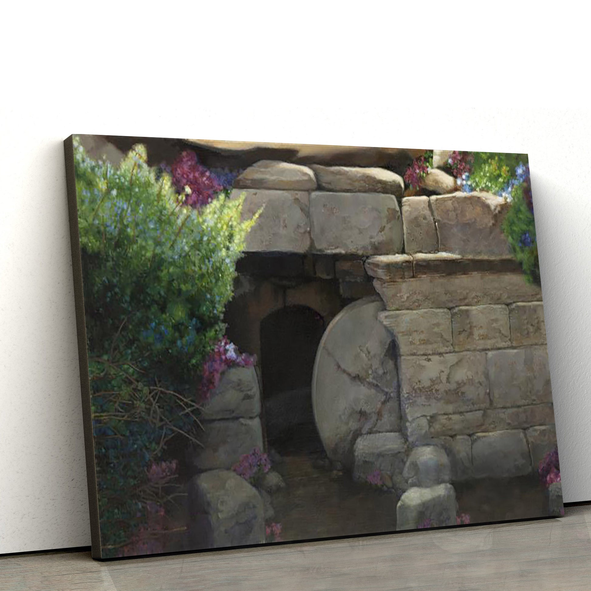 He Is Risen Empty Tomb Canvas Wall Art - Christian Wall Decor