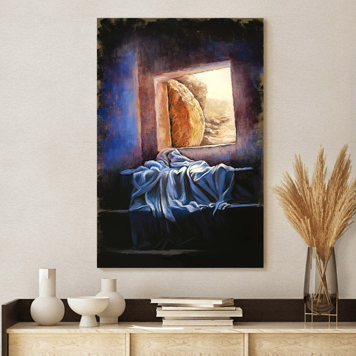 He Is Risen Empty Tomb Painting Canvas Wall Art - Easter Canvas Pictures - Christian Canvas Wall Decor