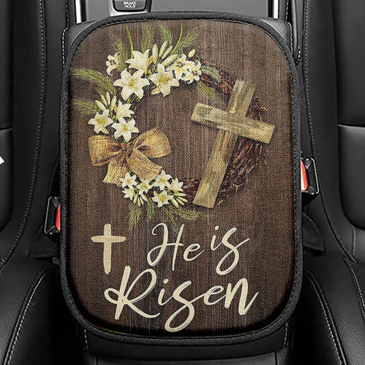 He Is Risen Empty Tomb Seat Box Cover, Christian Car Center Console Cover, Christian Car Interior Accessories