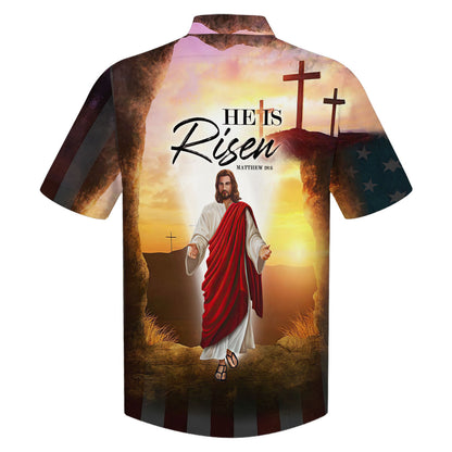 He Is Risen Hawaiian Shirt - Jesus Leaves The Tomb Hawaiian Shirts - Christian Hawaiian Shirt - Jesus Hawaiian Shirts