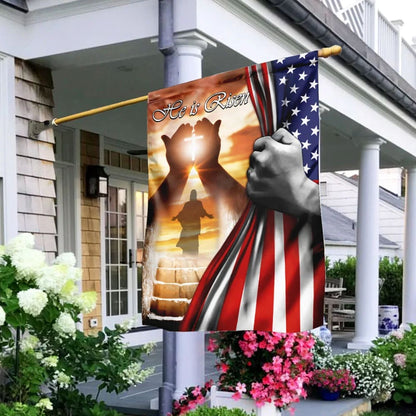 He Is Risen Jesus American US Flag - Outdoor Christian House Flag - Christian Garden Flags