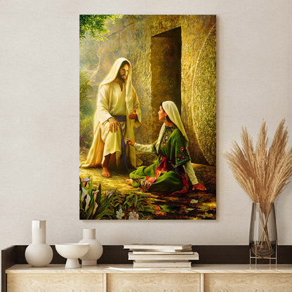 He Is Risen Jesus And Women Canvas Wall Art - Easter Canvas Pictures - Christian Canvas Wall Decor