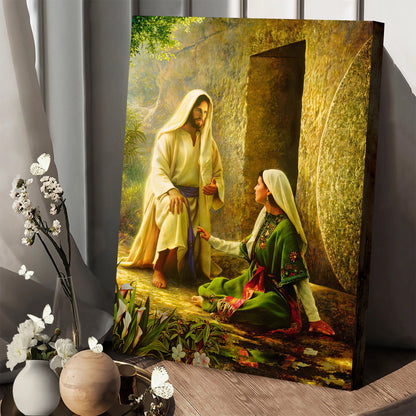 He Is Risen Jesus And Women Canvas Wall Art - Easter Canvas Pictures - Christian Canvas Wall Decor