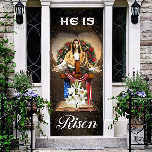 He Is Risen Jesus Christ Door Cover - Religious Door Decorations - Christian Home Decor