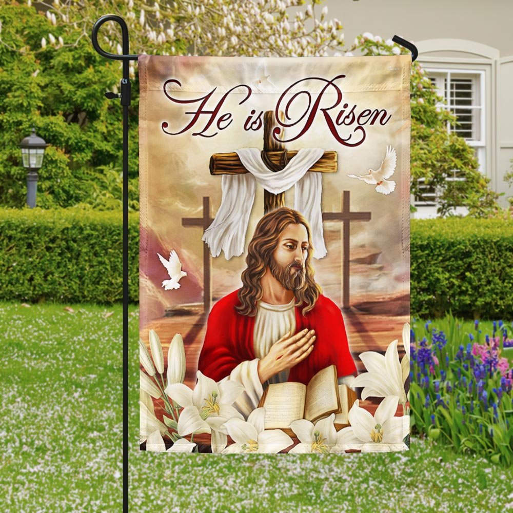 He Is Risen Jesus Cross Christian Easter Flag - Religious Easter House Flags - Christian Flag