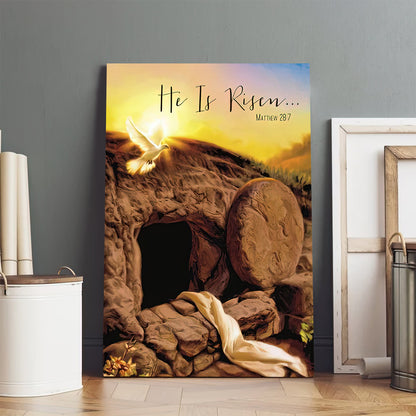 He Is Risen Matthew 28 7 Empty Tomb Canvas Wall Art - Easter Canvas Pictures - Christian Canvas Wall Decor