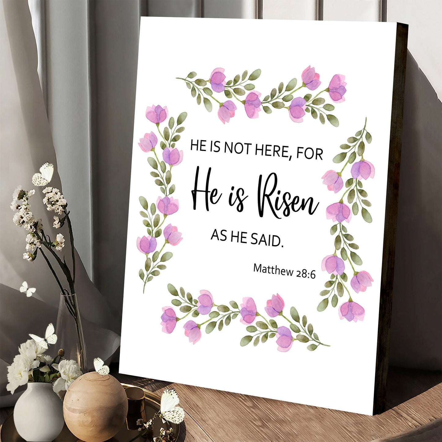 He Is Risen Printable Wall Art Matthew 28 6 Religious Easter - Jesus Christ Canvas - Christian Wall Art - Religious Canvas Art