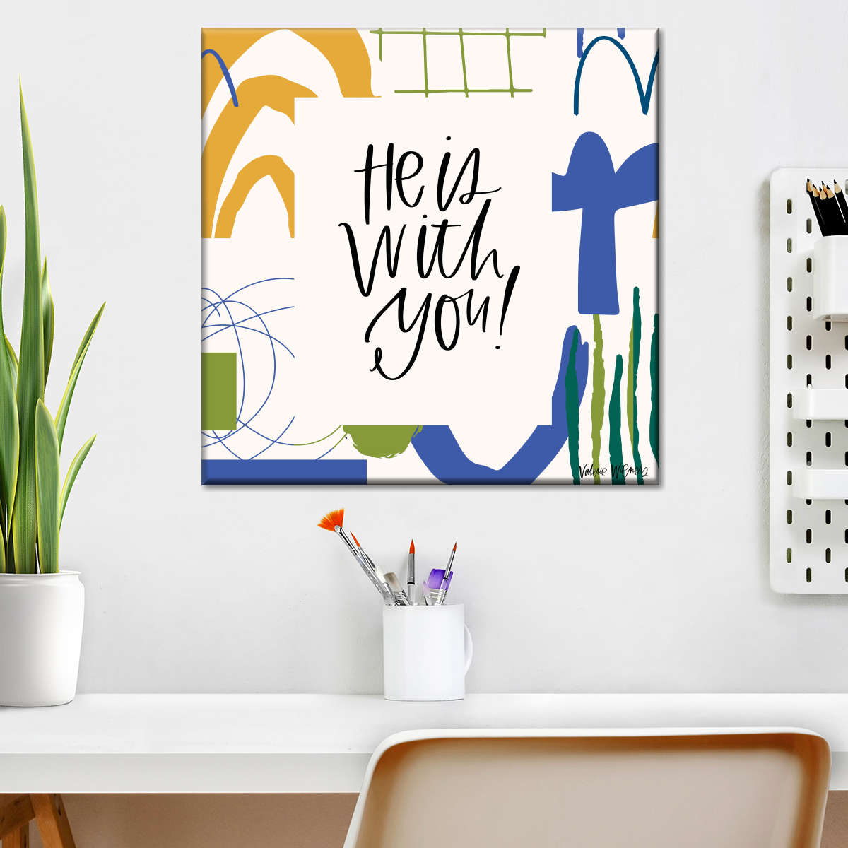 He Is With You Square Canvas Wall Art - Christian Wall Decor - Christian Wall Hanging