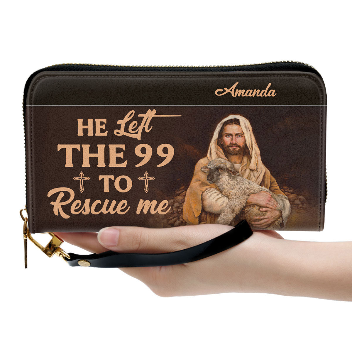 He Left The 99 To Rescue Me Clutch Purse For Women - Personalized Name - Christian Gifts For Women