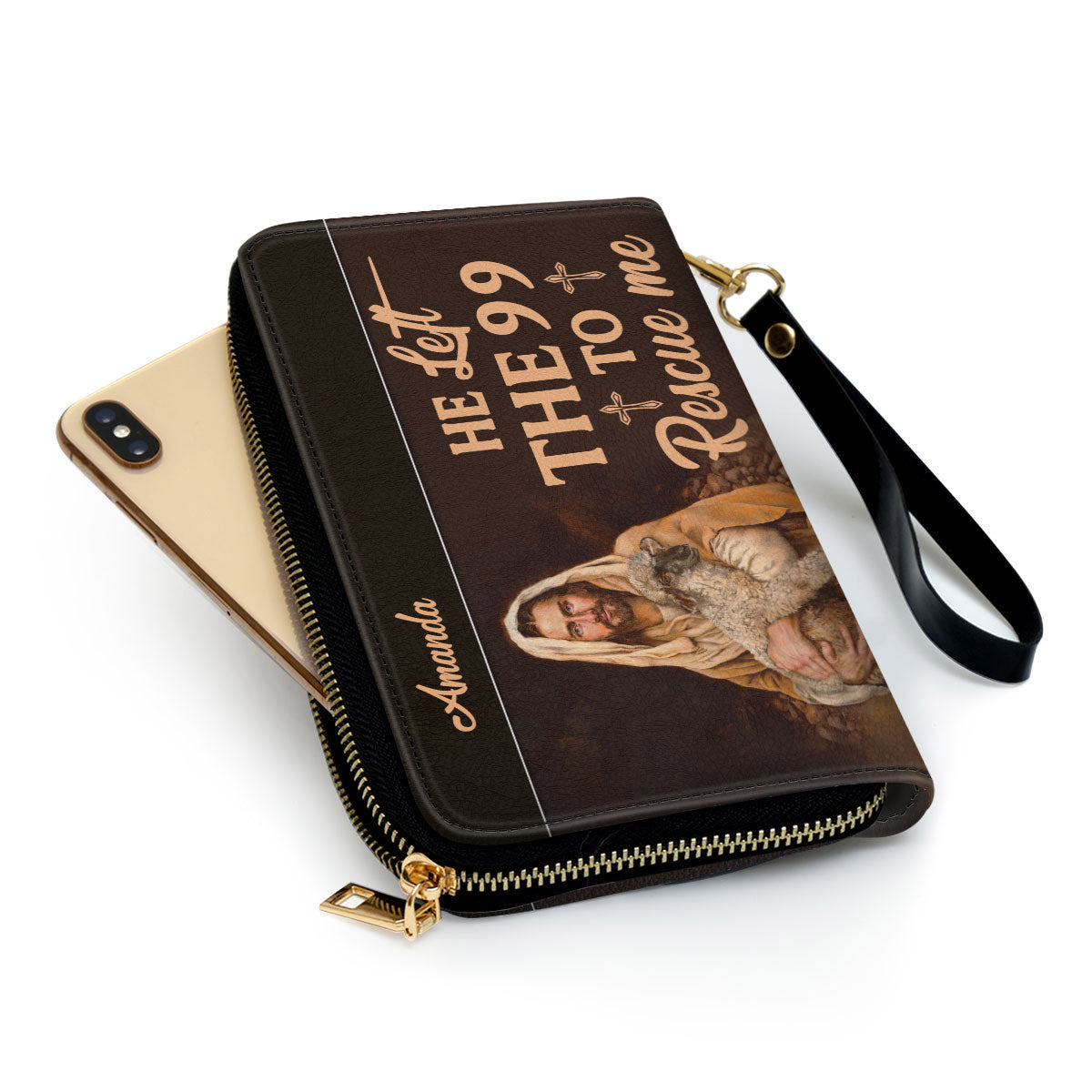 He Left The 99 To Rescue Me Clutch Purse For Women - Personalized Name - Christian Gifts For Women