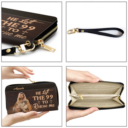 He Left The 99 To Rescue Me Clutch Purse For Women - Personalized Name - Christian Gifts For Women