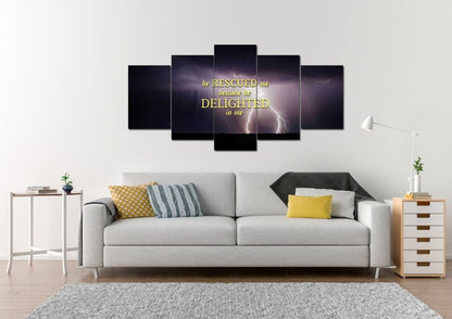 He Rescued Me Because He Delighted In Me Wall Art Canvas Print - Christian Canvas Wall Art