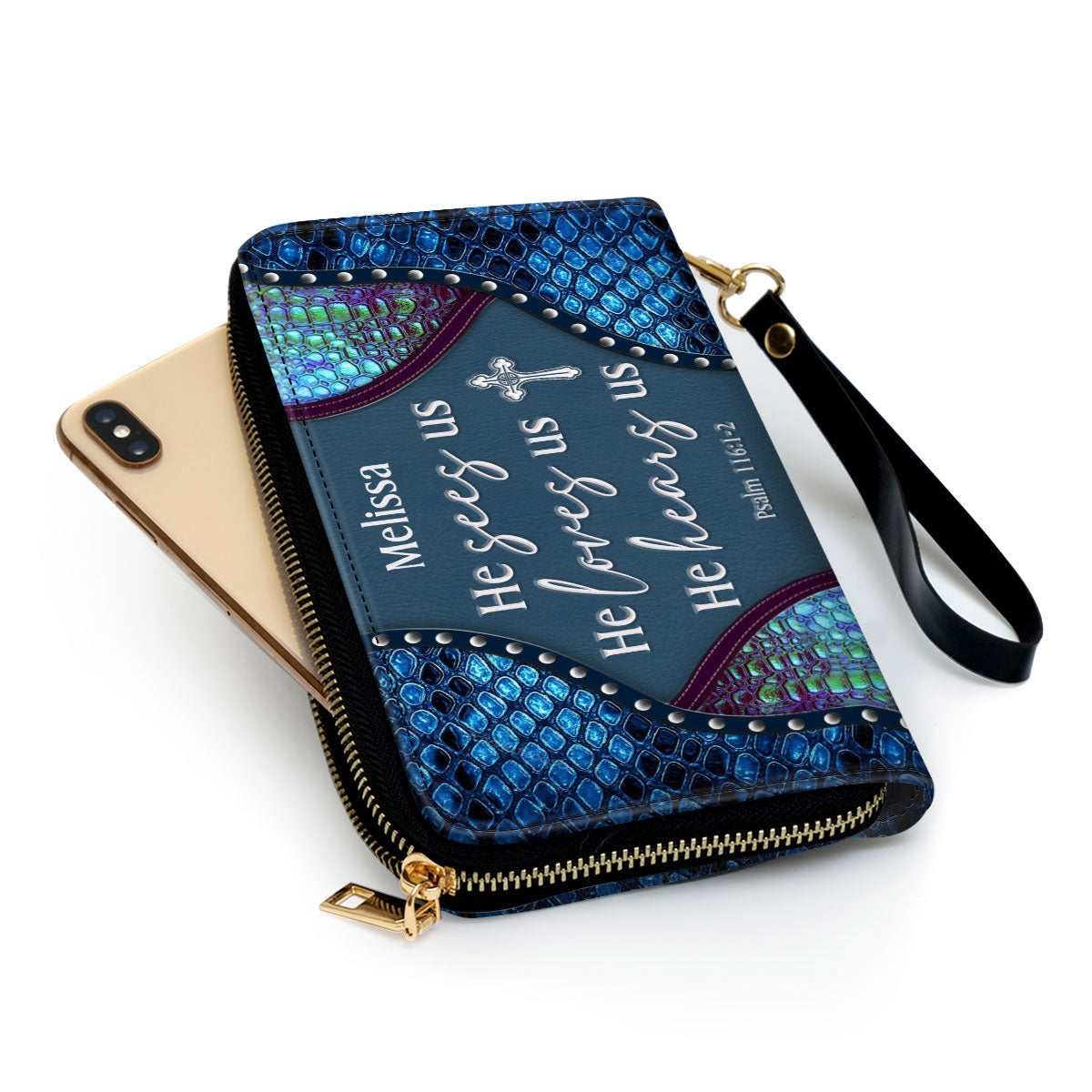 He Sees Us, He Loves Us Clutch Purse For Women - Personalized Name - Christian Gifts For Women