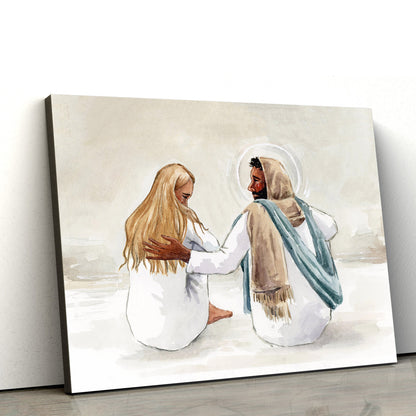He Sits With Me Jesus Christ Wall Art Jesus Christ Art - Canvas Pictures - Jesus Canvas Art - Christian Wall Art