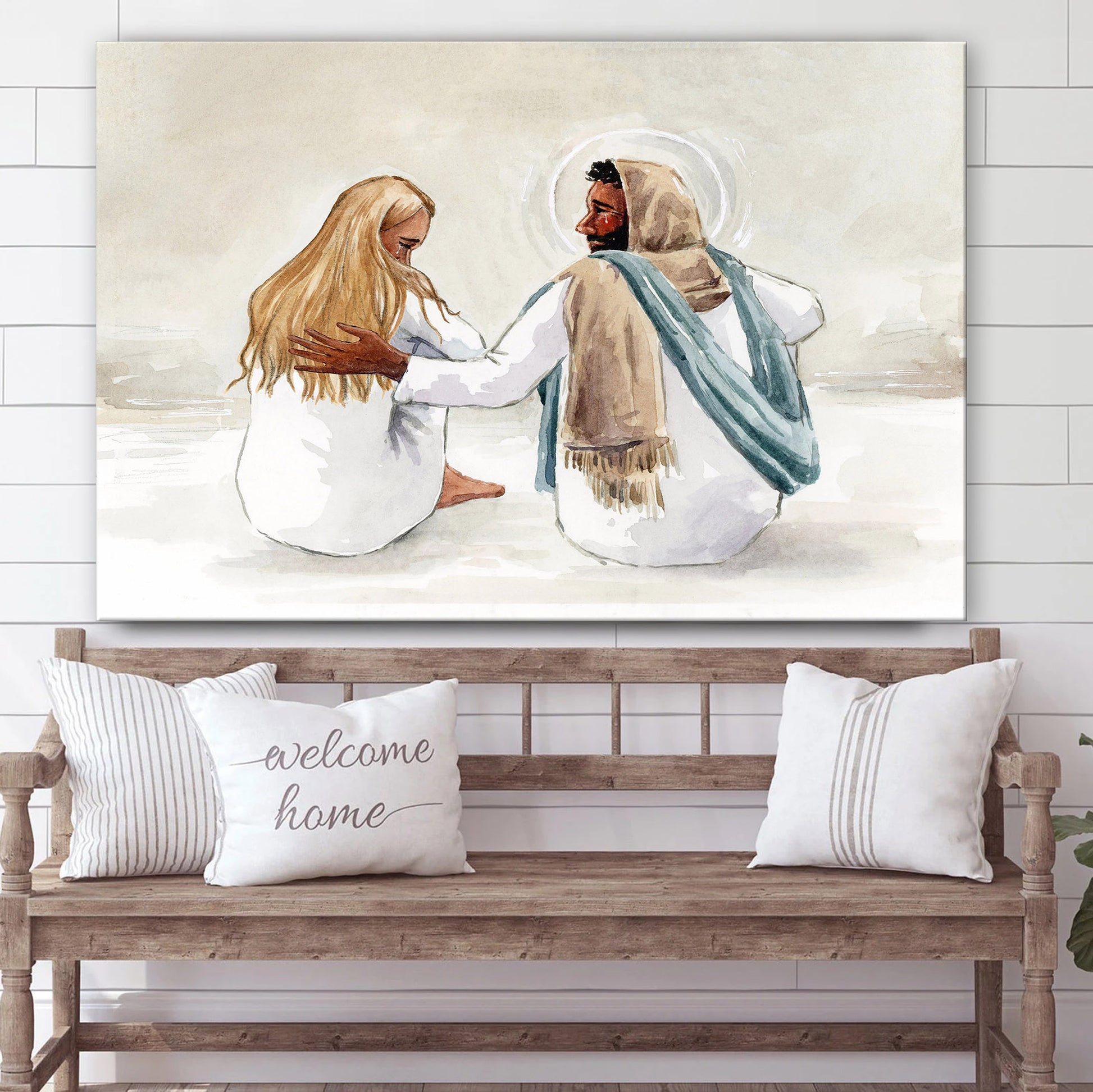 He Sits With Me Jesus Christ Wall Art Jesus Christ Art - Canvas Pictures - Jesus Canvas Art - Christian Wall Art