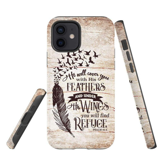 He Will Cover You With His Feathers Psalm 914 Bible Verse Phone Case - Bible Verse Phone Cases Samsung