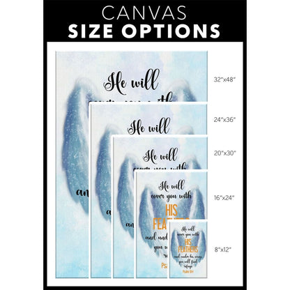 He Will Cover You With His Feathers Psalm 914 Canvas Wall Art - Christian Canvas Prints - Bible Verse Canvas