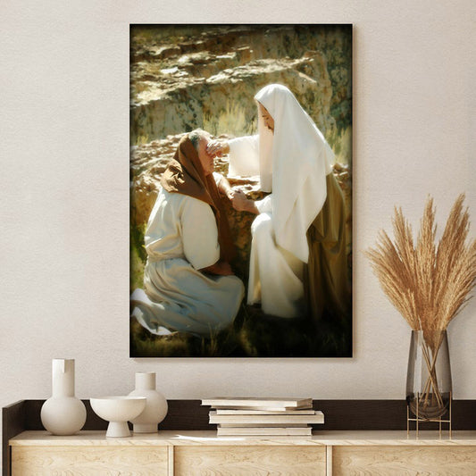 Healing A Blind Man Canvas Wall Art - Christan Wall Decor