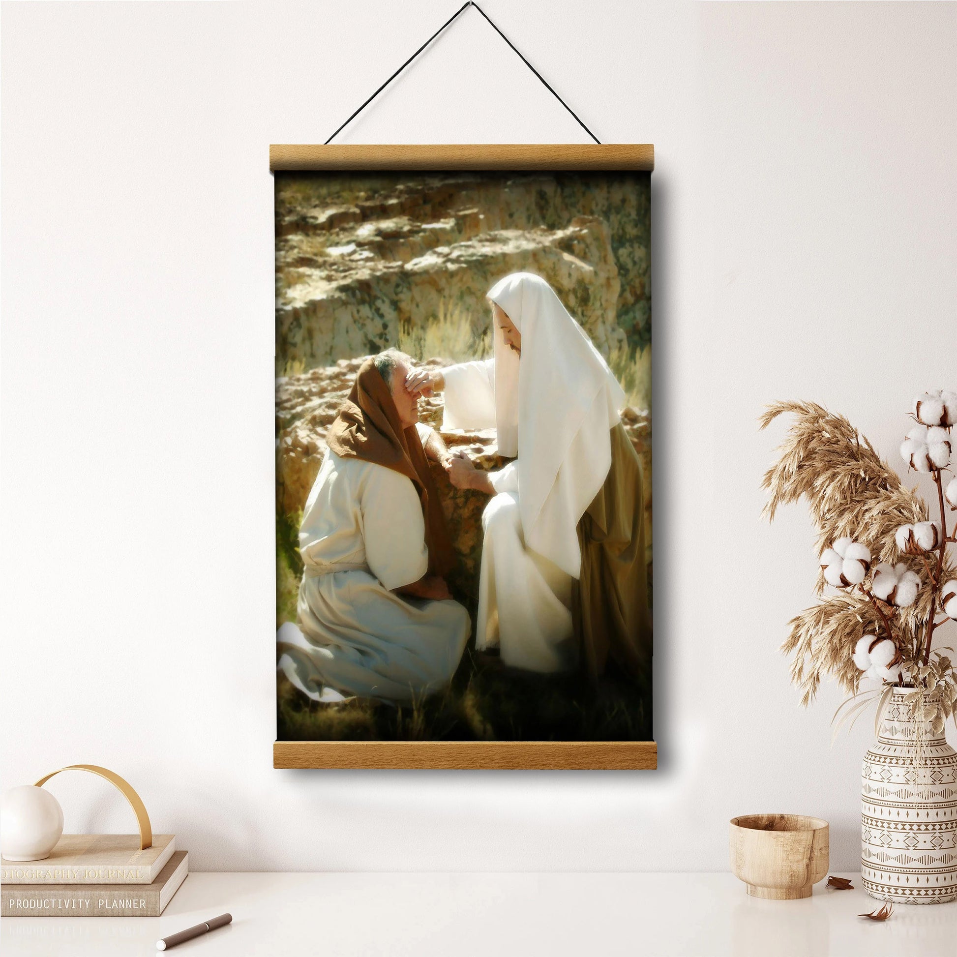 Healing A Blind Man Hanging Canvas Wall Art - Christan Wall Decor - Religious Canvas