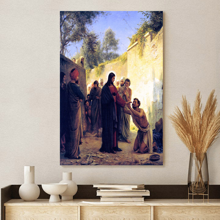 Healing Of The Blind Man By Jesus Christ Canvas Picture - Jesus Christ Canvas Art - Christian Wall Canvas