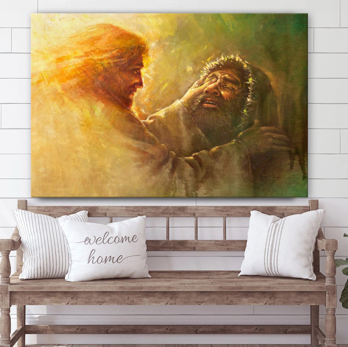 Healing The Blind Man Canvas Wall Art - Jesus Picture - Christian Wall Decor