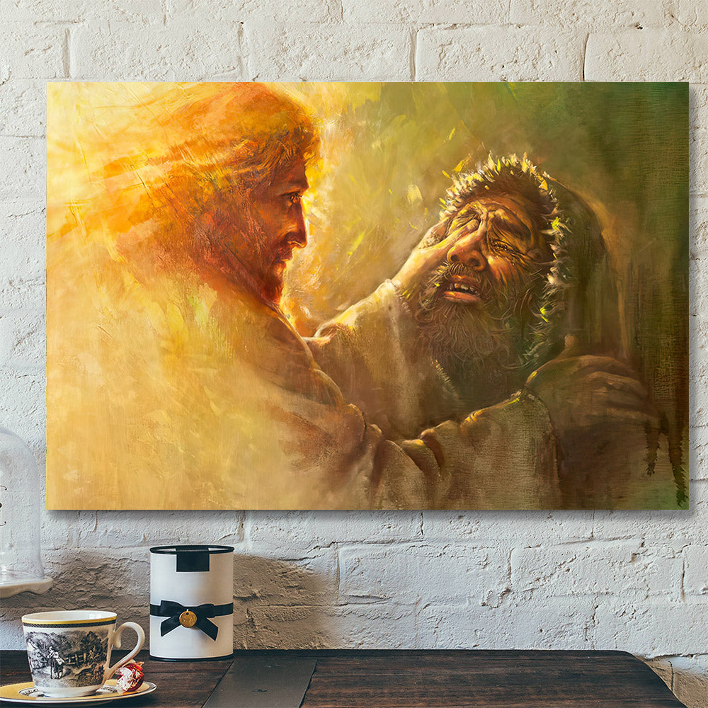 Healing The Blind Man Canvas - Jesus Heals Man Pictures - Jesus Wall Art - Religious Poster - Christian Canvas - Gift For Christian - Ciaocustom