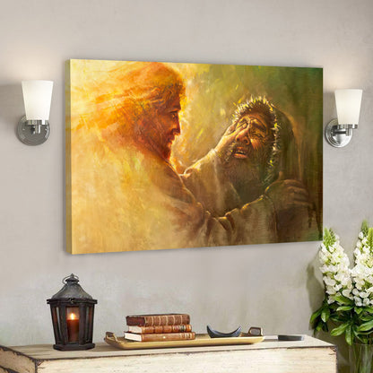 Healing The Blind Man Canvas - Jesus Heals Man Pictures - Jesus Wall Art - Religious Poster - Christian Canvas - Gift For Christian - Ciaocustom