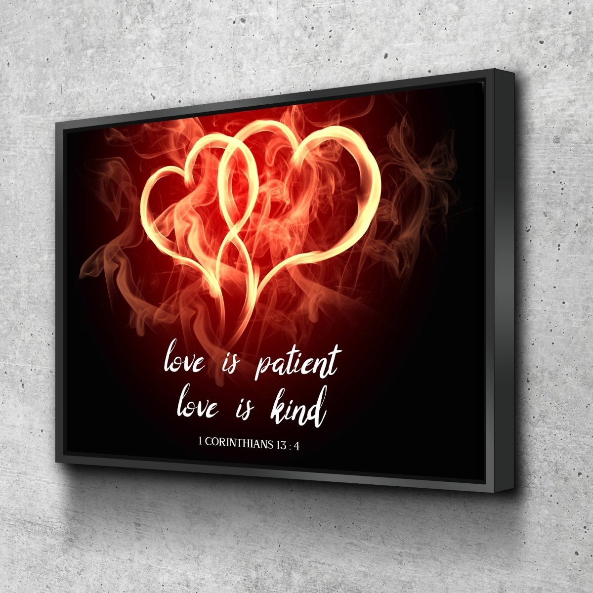 Hearts On Fire Love Is Patient, Love Is Kind Wall Art - Christian Canvas Wall Art