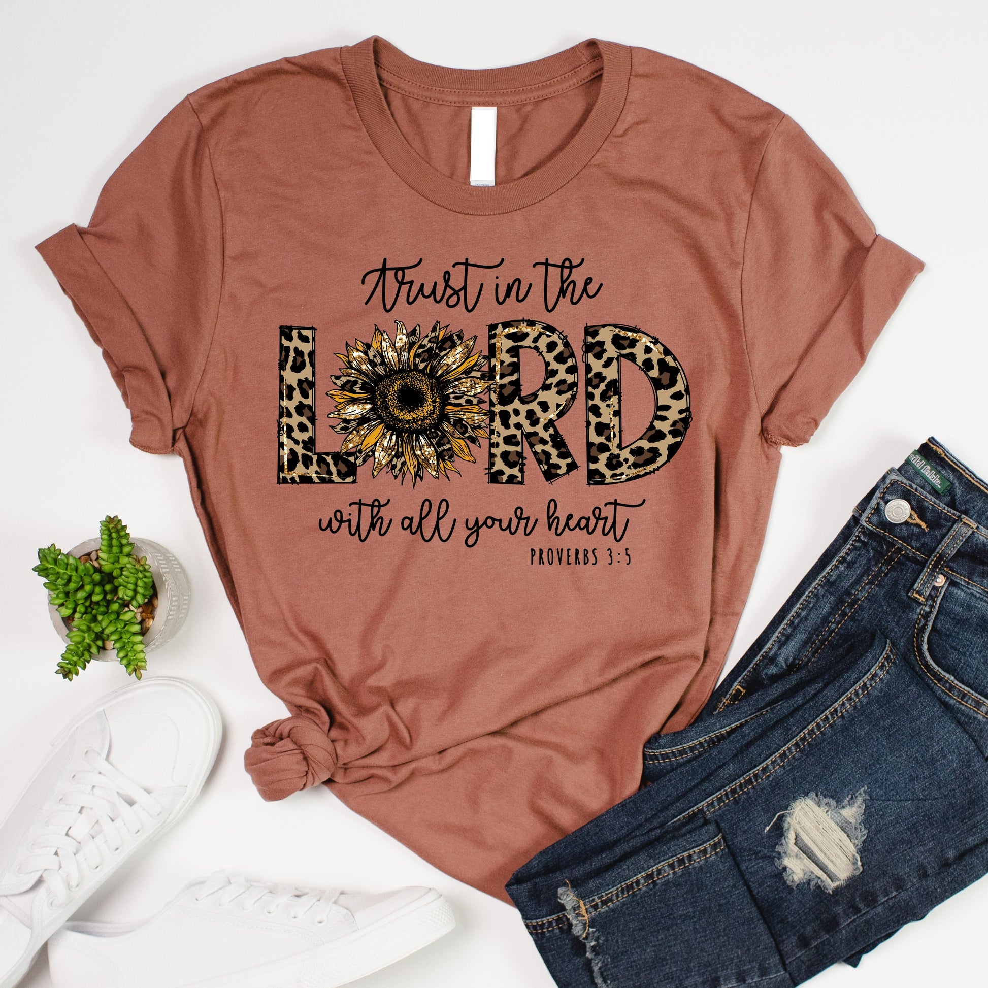 Trust In The Lord Leopard T Shirts For Women - Women's Christian T Shirts - Women's Religious Shirts