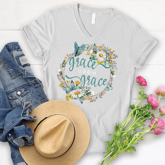 Grace Upon Grace T Shirts For Women - Women's Christian T Shirts - Women's Religious Shirts