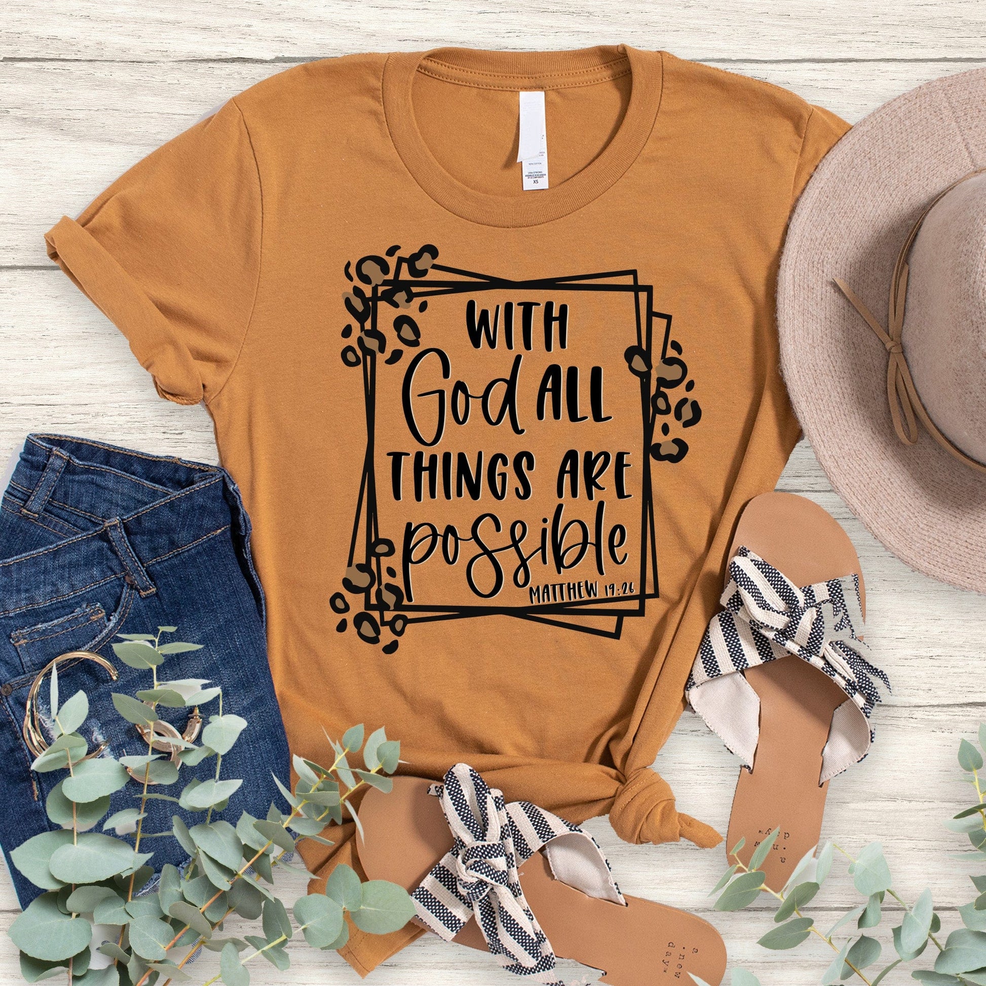 With God All Things Are Possible T Shirts For Women - Women's Christian T Shirts - Women's Religious Shirts